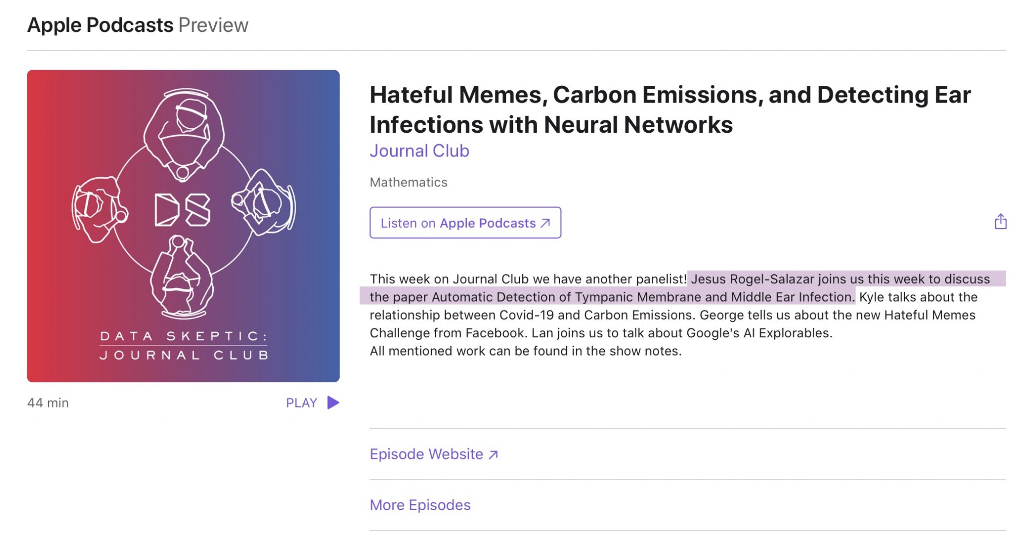 Data Skeptic Podcast