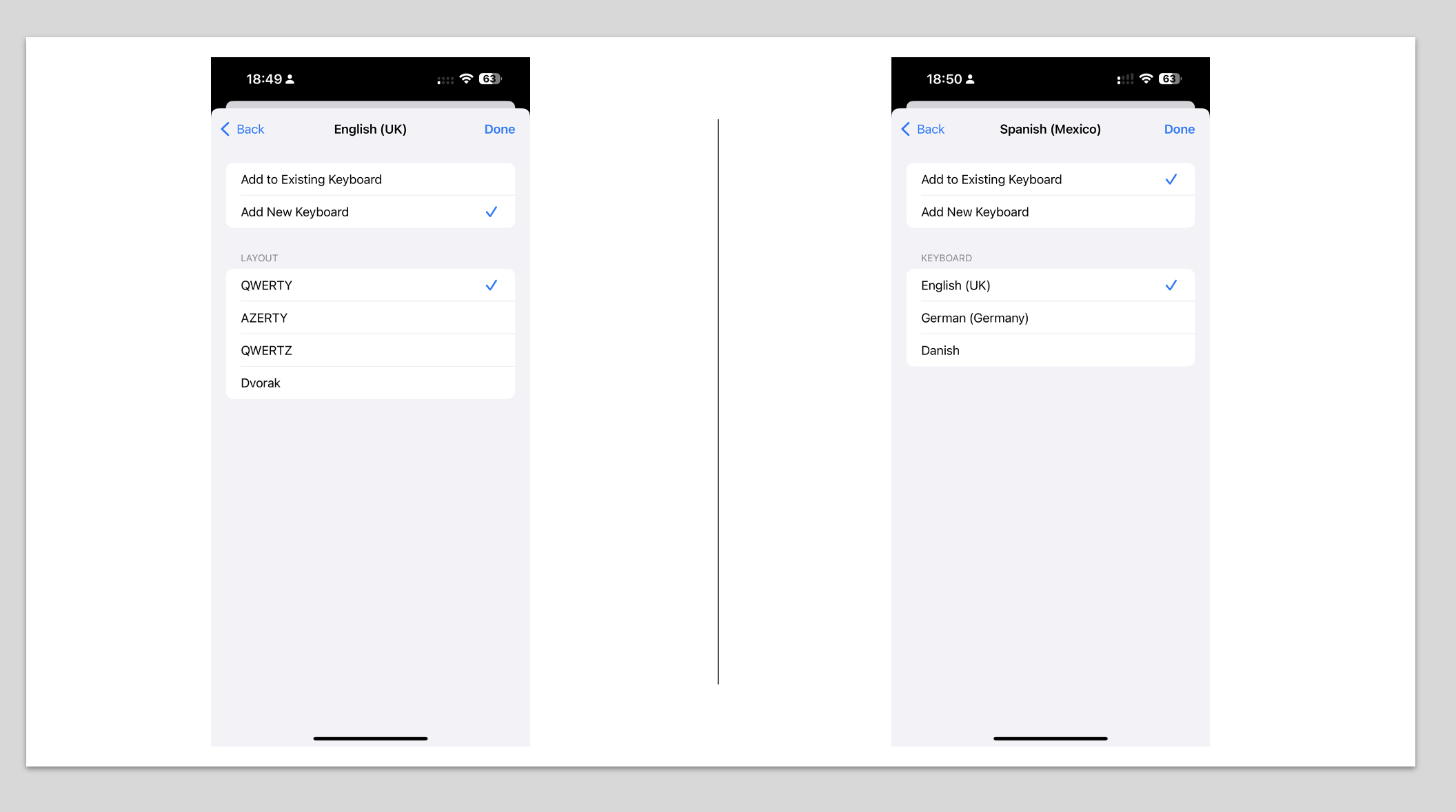 Setting up multilingual typing on iPhone (iOS 18)