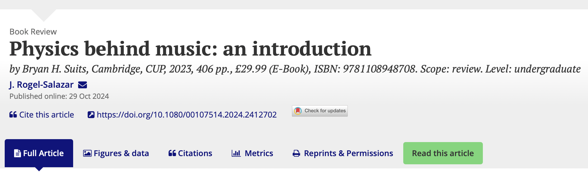 Exploring the Physics Behind Music 🎶 – Book Review